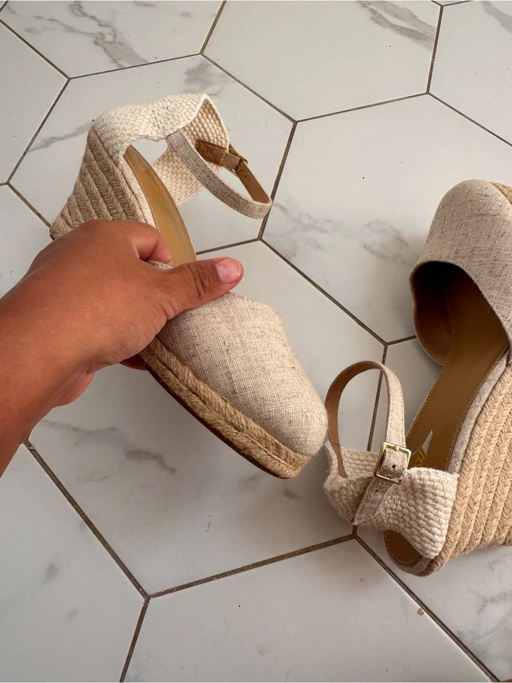 J. Crew Cream Espadrille Ankle-Strap Wedge Sandals NWOB- New Never Worn